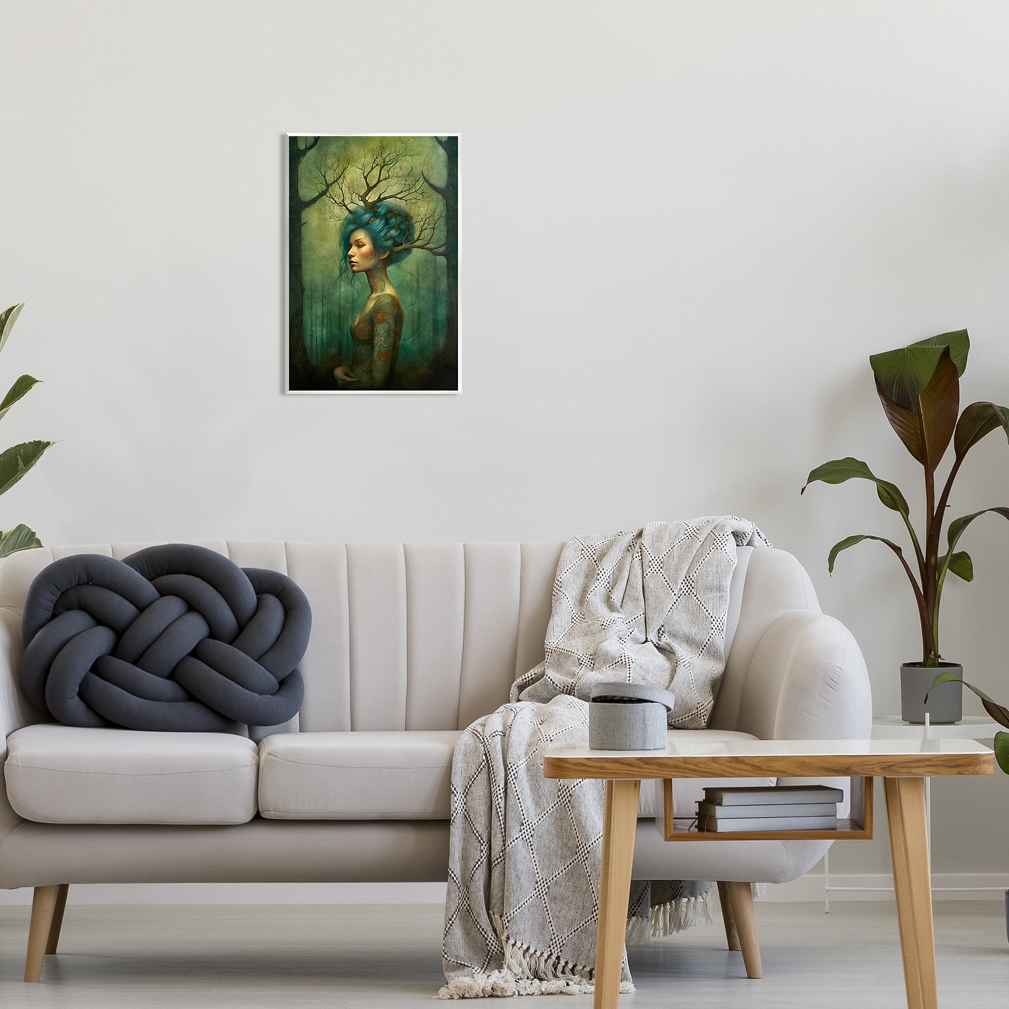 Stupell Industries Woman in Woodland Scene Fairy Tales & Fantasy Painting Unframed Art Print Wall Art, 13 x 19