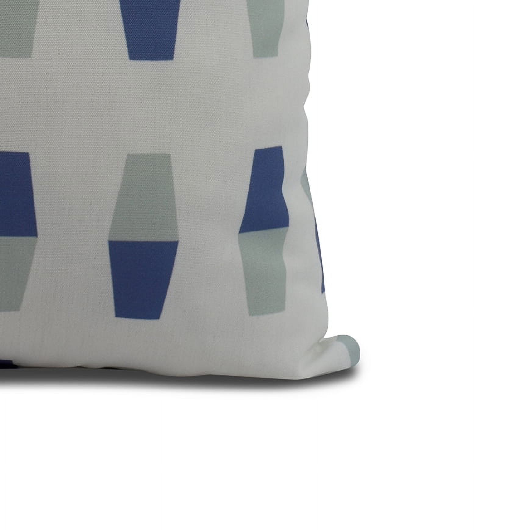 Simply Daisy, 16" x 16" Bowling Pins, Geometric Print Outdoor Pillow, Blue