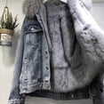 thumbnail image 4 of Winter Women's Denim Jacket with Faux Fur Hood, Sherpa Lined Oversized Puffer Coat, Thick Warm Quilted Lining, Heavy Duty Cold Weather Parka, 4 of 5