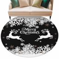 thumbnail image 6 of Black Christmas Round Rug 5ft Washable Circle Kitchen Rugs Non Slip Elk Xmas Snowflake Winter Deer Large Area Rug Indoor Floor Carpet for Bedroom Living Room Home Office Dining Room Nursery, 6 of 8