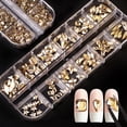 thumbnail image 4 of 2120 Pcs Champagne Gold Crystal Nail Rhinestones Round Beads Flatback Glass Gems Stones Multi Shapes Sizes Gold Rhinestones Nail Crystals for Nail DIY Crafts Clothes Shoes Jewelry, 4 of 7
