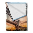 thumbnail image 2 of Landscape Soft Flannel Fleece Blanket, Sunset Evening View Picture Hell Gate and Triboro Bridge Astoria Queens America, Cozy Plush for Indoor and Outdoor Use, 50" x 60", Brown Blue, by Ambesonne, 2 of 5