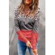 thumbnail image 2 of ABPHQTO Top de bloque de color de leopardo calado con empalme de encaje rojo para mujer, 2 of 5