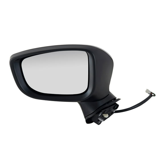66590M - Fit System Driver Side Mirror for 14-16 Mazda 3, Japan Built, textured black w/ PTM cover, foldaway, w/o blind spot detection, Power