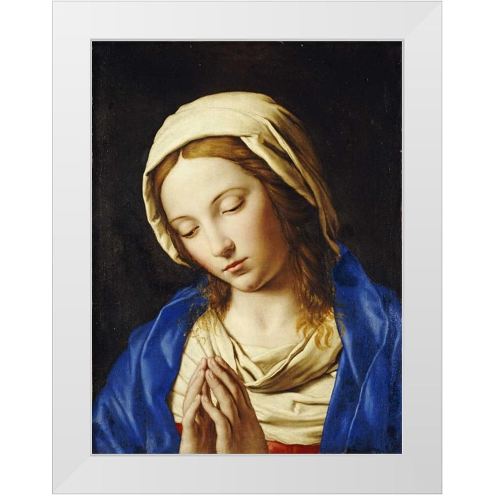 Salvi Giovanni Battista 25x32 White Modern Wood Framed Museum Art Print Titled - The Madonna at Prayer
