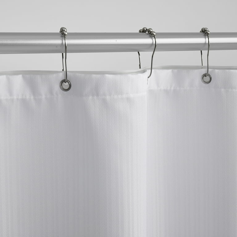 Clorox 100% Polyester Shower Curtain Set with Waterproof Peva Liner and 12 Metal Hooks (Gray)