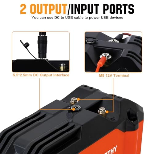 ECO-WORTHY 2 Pack Portable 12V 20AH LiFePO4 Battery, Lithium Deep Cycle Rechargeable Battery, Built-in BMS, 4000+ Cycles,Perfect for Outdoor Camping Fishing Marine Trolling Motor Fishfinder RV