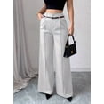 thumbnail image 2 of Women'S High Waisted Wide Leg Work Pants Straight Leg Office Slacks Trousers Silver S, 2 of 5