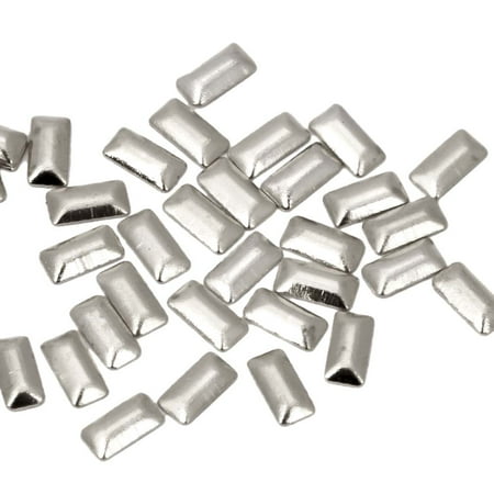 BMC Hipster Fresh Silver 100pc Metal Alloy Rectangular Nail Polish Art Accessory Studs