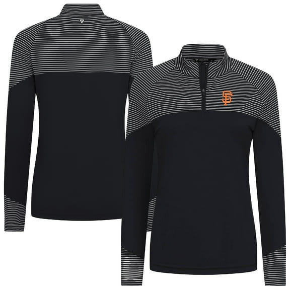 Women's Levelwear Black San Francisco Giants Classic Stripes Insignia 2.0 Raglan Quarter-Zip Top