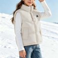 thumbnail image 4 of Hduncf Girls Quilted Puffer Vest, Warm Sleeveless Winter Jacket with Fleece Lining, Casual Outdoor Outerwear for Kids Beige 11-12 Years, 4 of 7