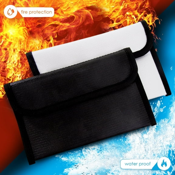 SRWTRCHRY Fireproof Waterproof Bag, 2 Pack, 7.87 x 4.72 Inches, Fire Resistant Document Organizer for Valuables, Money, Passport, Files