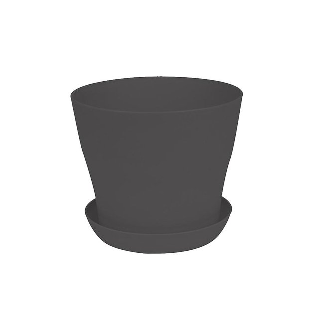 Paquete de 12 macetas de plástico para vivero de flores, plantas de interior al aire libre para su habitación, oficina, decoración de jardín con apertura de bandeja, color negro
