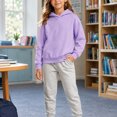 thumbnail image 2 of CUZIBR Kids Girls Hoodies Basic Solid Color Sweatshirt Pullover Long Sleeve Casual Fall Winter Clothes,Purple,12-13 Years, 2 of 4