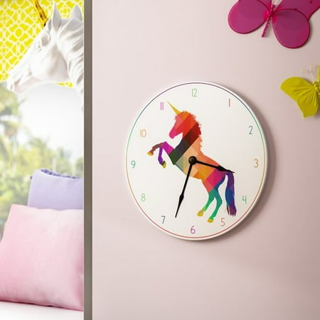- Harriet Bee Arehart Geometric Rainbow Unicorn 12'' Wall Clock