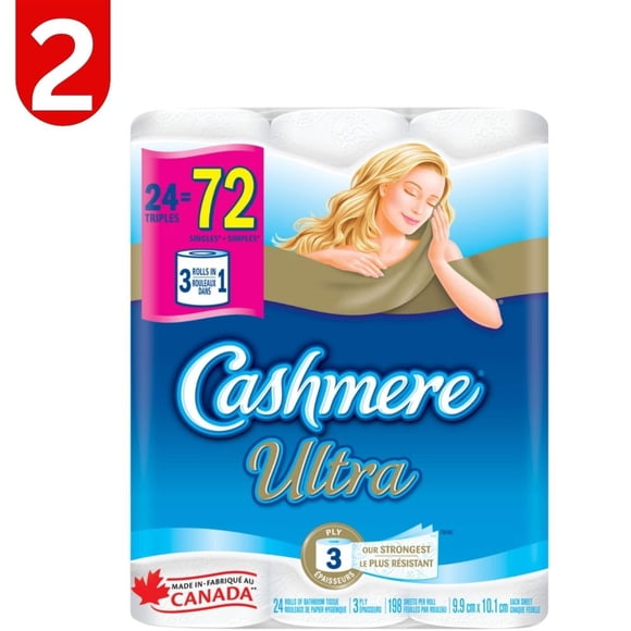Cashmere Ultra Triple Roll Toilet Paper, 3-ply Tissue, 24-pk | 2 Pack