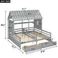 thumbnail image 2 of Harper & Bright Designs Double Shared Bed, Twin Size House Platform Beds with Two Drawers for Boys Girls, House Bed Frame Combination of 2 Side by Side Twin Size Beds, Gray, 2 of 10