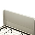 thumbnail image 4 of Ember King Size Platform Bed Frame with Linen Upholstered Headboard, No Box Spring Needed, Beige, 4 of 7