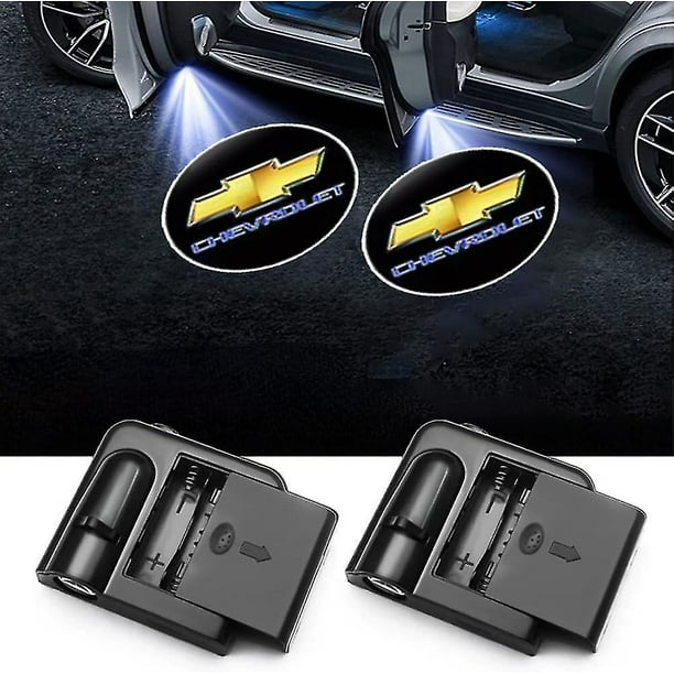 piezas compatibles con Chevrolet Chevy Luz inalámbrica con logotipo de puerta de coche Led HD bienvenida cortesía lámpara de proyector de sombra fantasma compatible con Chevrolet Chevy-