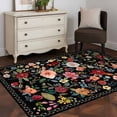 thumbnail image 5 of Watercolor Flowers Kitchen Runner Rug 2.7x5 Washable Runners for Hallway Non Slip Farmhouse Floral Vintage Black Large Area Rug Indoor Floor Carpet for Bathroom Laundry Entryway Bedroom Living Room, 5 of 8