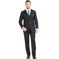 thumbnail image 1 of Black Men's Two Button Notch Collar Single Breasted 3 Piece Slim Fit Vested Suit, 1 of 1