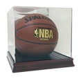 thumbnail image 1 of Deluxe Acrylic Full Size Basketball Display Case with Cherry Wood Stain Base, 1 of 3
