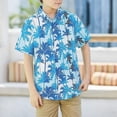 thumbnail image 2 of Bysome Boys Tops Summer Tree Print Short Sleeve Lapel Neck Tees Breathable Boys Shirt Size 3-4 Years Sky Blue, 2 of 4