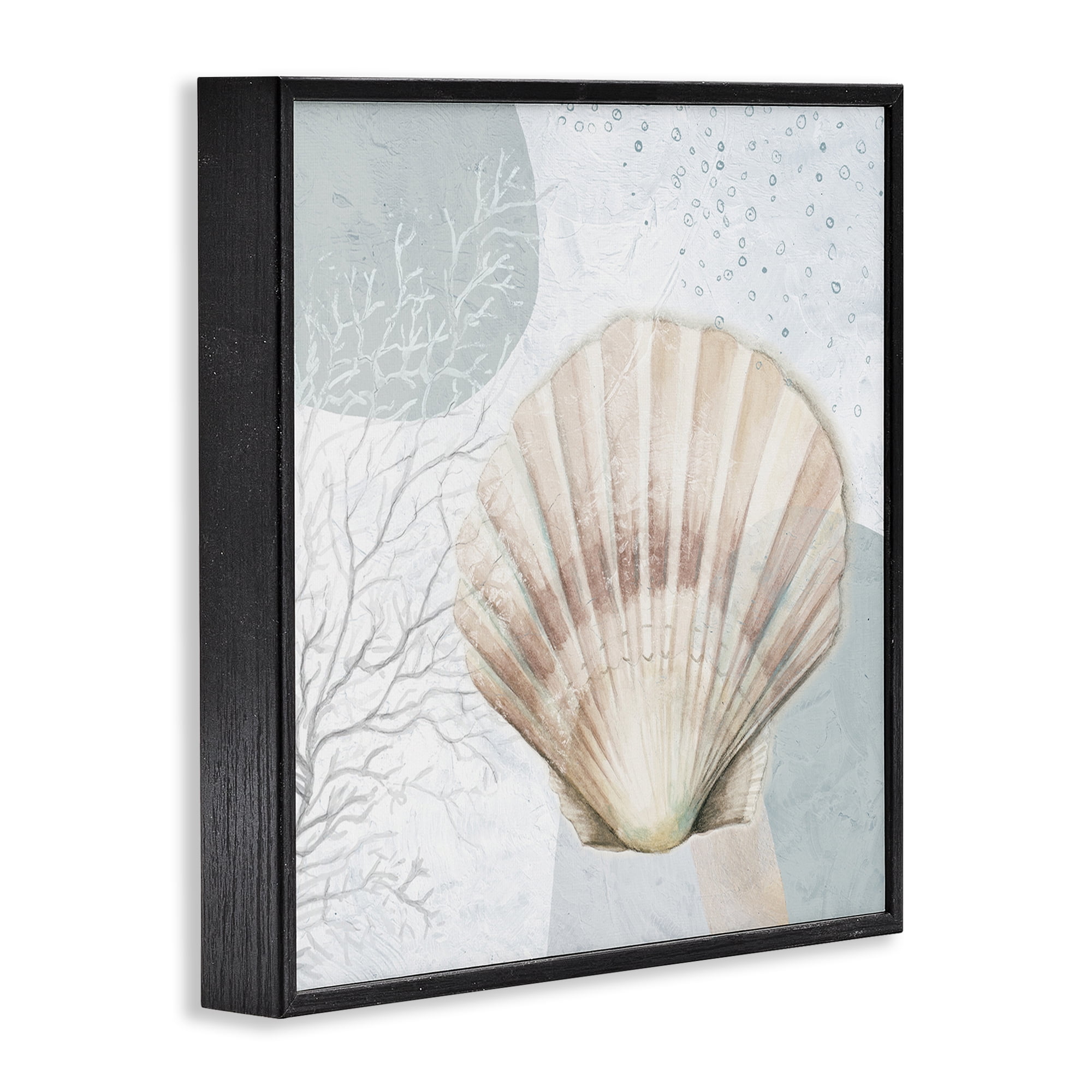 Stupell Industries Seashell Circle Pattern Coastal Painting Black Framed Art Print Wall Art, 17 x 17