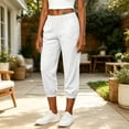 thumbnail image 4 of Inleife Women's Elastic Cuffed Jogger Capris Fashion Ladies High Waist Loose Tapered Pants Cropped Pants with Pockets, 4 of 6