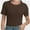 Brown, variant on Womens Scoop Neck T Shirts Basic Ribbed Tees Fitted Tshirt Plain Short Sleeve Tops Casual