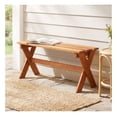 thumbnail image 4 of 36" Outdoor Wood Bench - Teak Oil Finish - Backless Patio Dining Seat for 2 - Hardwood Garden Bench - 660lbs Capacity, 4 of 9