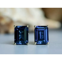 2Ct Lab Created Sapphire Emerald Cut Leady Beauty & Fancy Stud Earrings 14k White Gold Plated