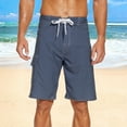 thumbnail image 2 of Mens Swim Trunks with Compression Liner Quick Dry Swim Shorts Swimming Trunks Stretch Bathing Suit Boardshorts Zipper Pockets Beige Vintage Stripes Large,Blue,34, 2 of 9
