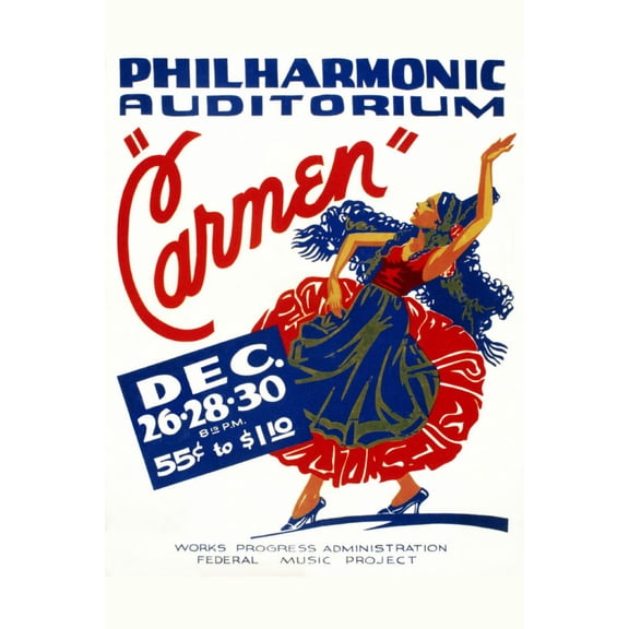 Wpa Carmen Poster Art decor 27inx40in for any room 27x40 Multi-Color Square Adults Z Posters