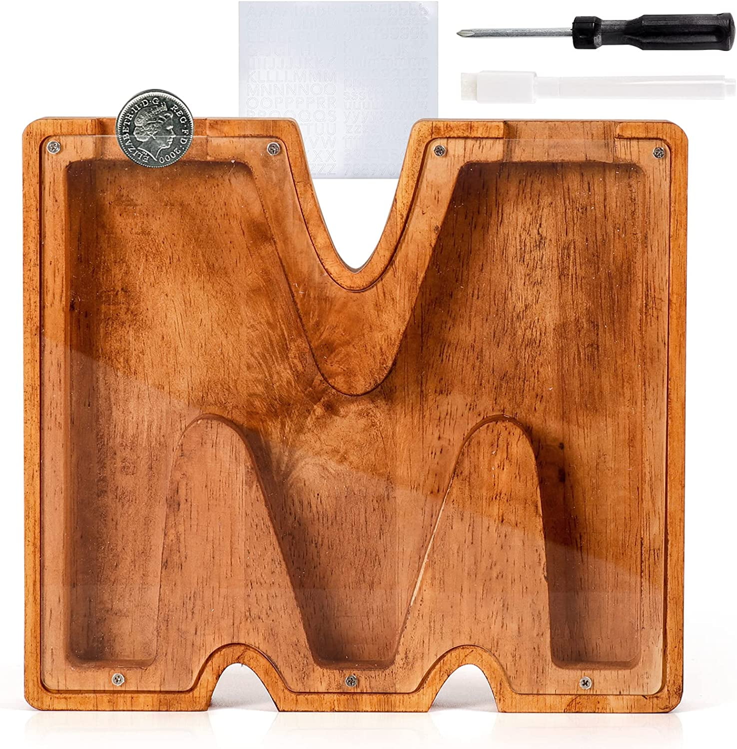 Personalized Wooden Letter Piggy Bank Large Alphabet Letter Piggy Bank