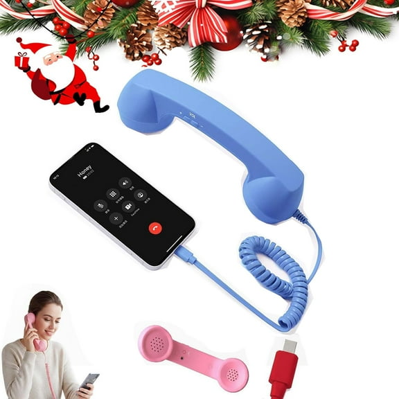 Retro Bluetooth Handsetr, Retro Phone Handset Usb C,Bluetooth Telephone Handset for Mobile Phone, Vintage Wired Plug in Handheld Cell Phone Receiver with Microphone