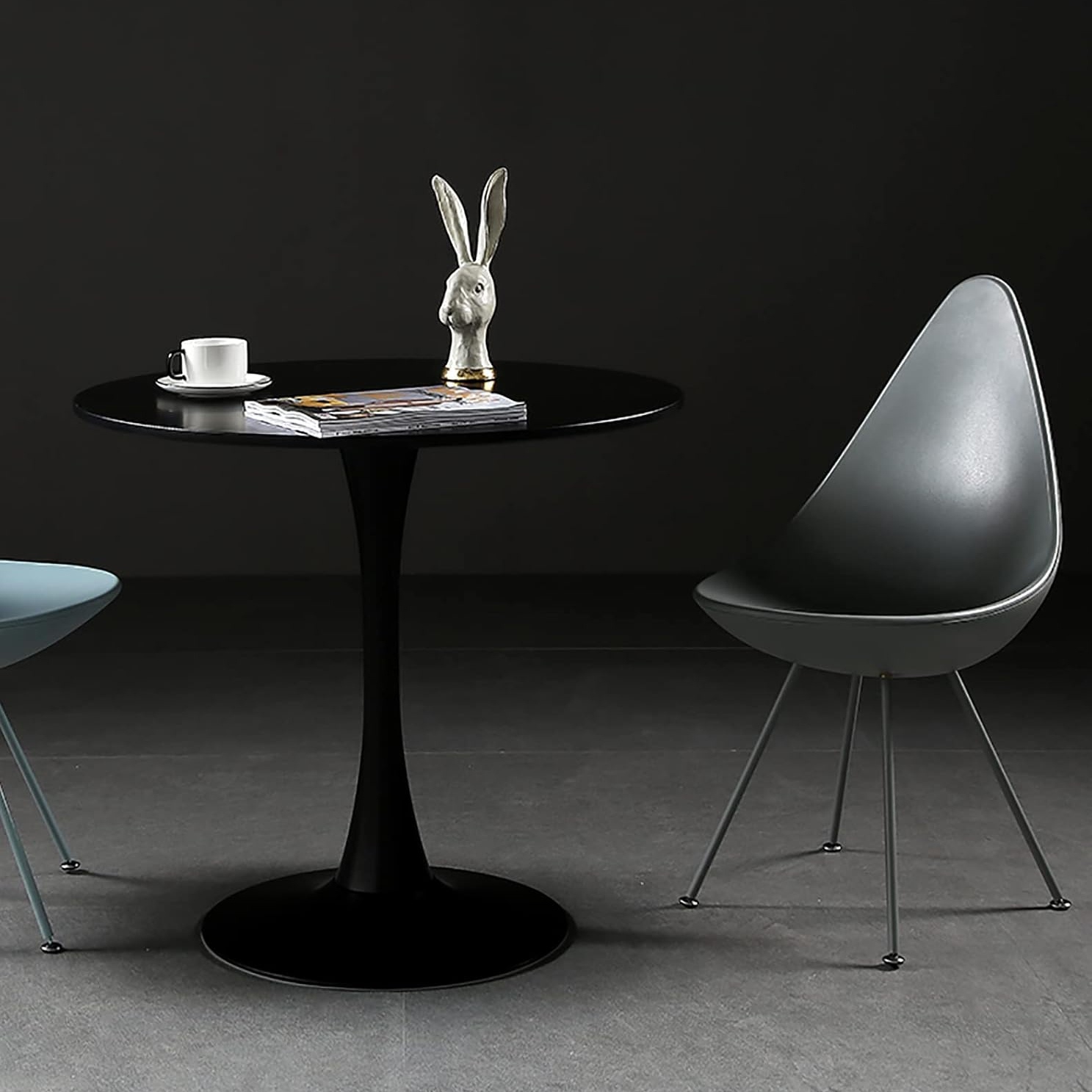 Miniyam 31.5" Round Dining Table for 2-4, Small Modern Kitchen Table with Black Pedestal Base