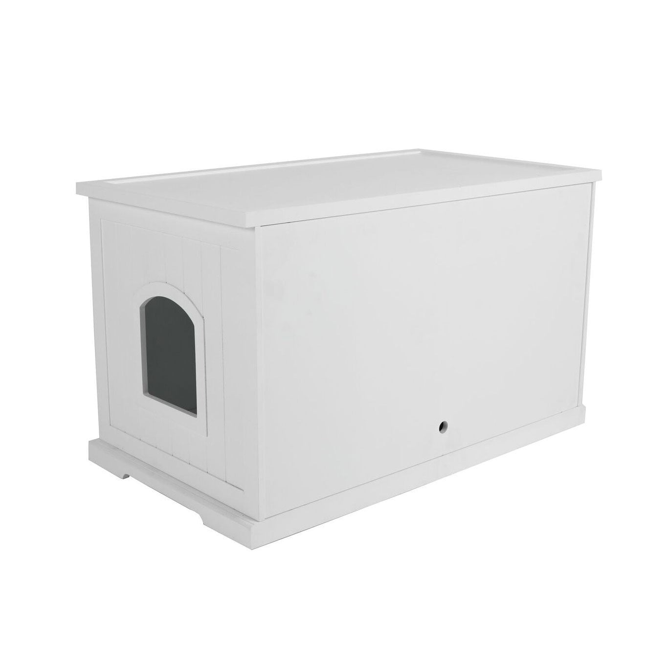 Merry Products Cat Washroom Bench w/ Enclosed Cat Litter Box Open Box White 