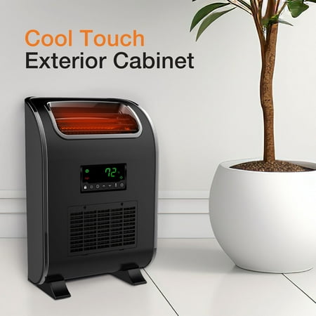 Lifesmart - 3 Element Slim-Line Infrared Heater with Front Air Intake and UV Light - black