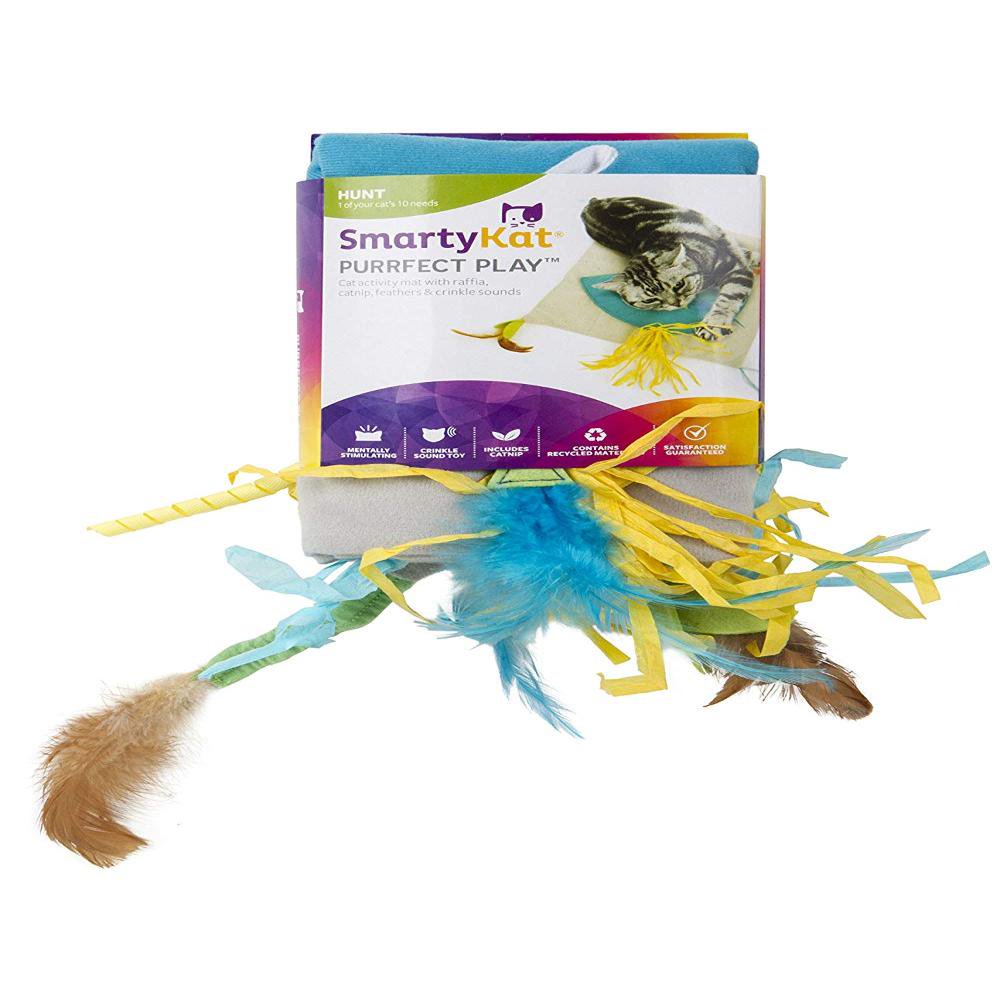 Purrfect Play Cat Toy Activity Mat with Catnip, Feathers and Crinkle
