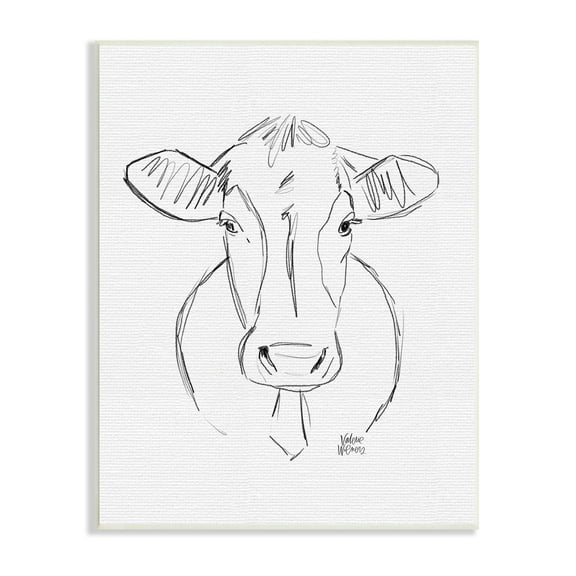 Stupell Industries Farm Cattle Cow Pencil Sketch Drawing Portrait Drawing Print Unframed Art Print Wall Art, Design by Valerie Wieners