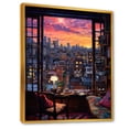thumbnail image 2 of Designart "Window View of Tokyo at Night I" Landscapes Framed Wall Art - Traditional Pink Japan Bedroom Framed Canvas Wall Art, 2 of 6
