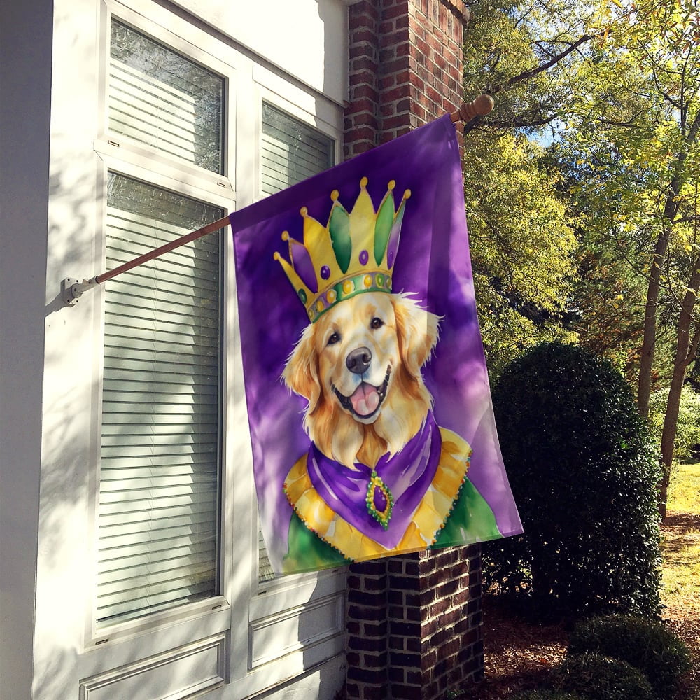 Golden Retriever King of Mardi Gras House Flag 28 in x 40 in