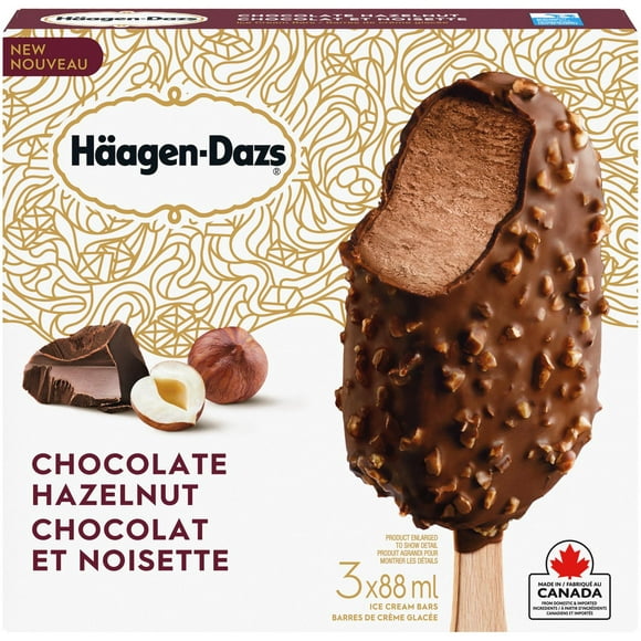 Barres de crème glacée HÄAGEN-DAZS Chocolat et noisette 3 x 88ml 3 x 88 ML