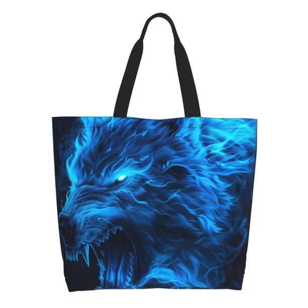 Disketp Wolf Bolsa Tote Estampada para Mujer, Bolso de Hombro y de Mano para Compras y Viajes
