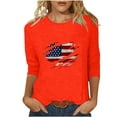 thumbnail image 2 of Honeeladyy American Flag Stars Stripes Shirts for Women's 2024 Summer Loose And Comfortable Independence Day Printed Round Neck Three-quarter Sleeve 3/4 Sleeve T-Shirt Top for Gym Sport(Orange,2XL), 2 of 5