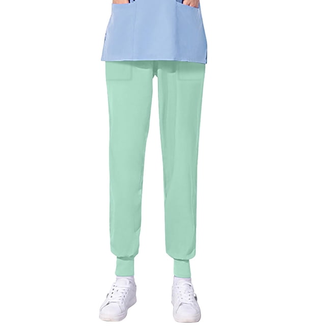 TIMIFIS Sarrau pour Femmes Couleur Unie Quatre Saisons Ample Bas Froncés Pantalon de Travail d'Infirmière Pantalon de Sarrau - Printemps/été