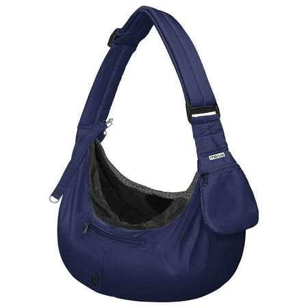 Mosiso Dog Cat Carrier Sling Bag Hands Free Pet Carrier Tote Bag with Adjustable Padded Strap Carrying Travel Shoulder Bag for Dogs Cats  Navy Blue