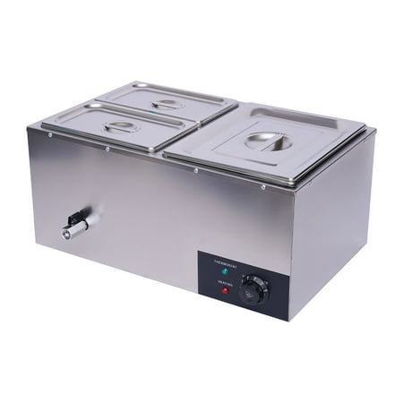 

OUKANING 3-Pan Commercial Electric Food Warmer Buffet Food Warmer Stainless Steel with Lids 600W