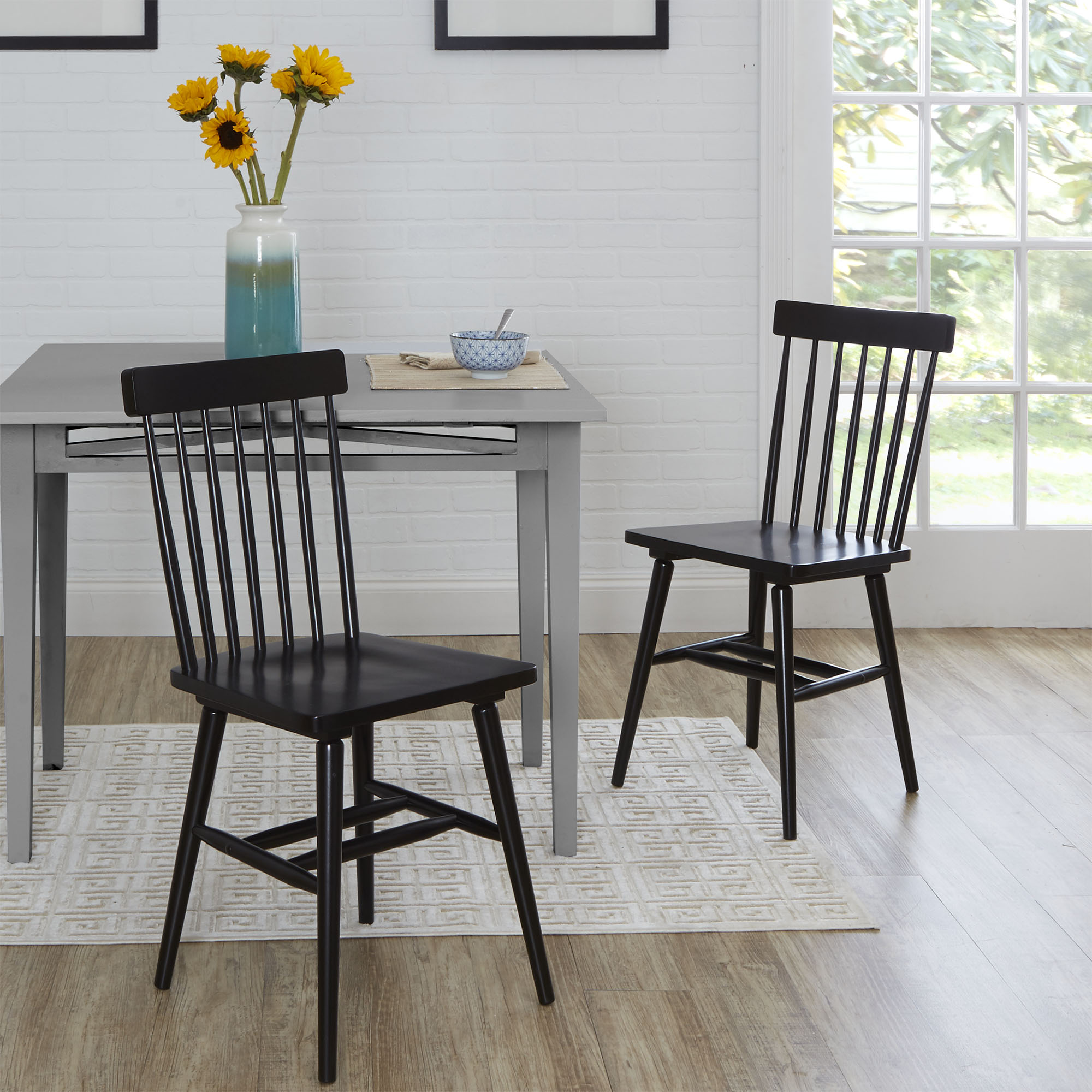 Better Homes & Gardens Gerald Classic Black Wood Dining Chairs, Set of ...